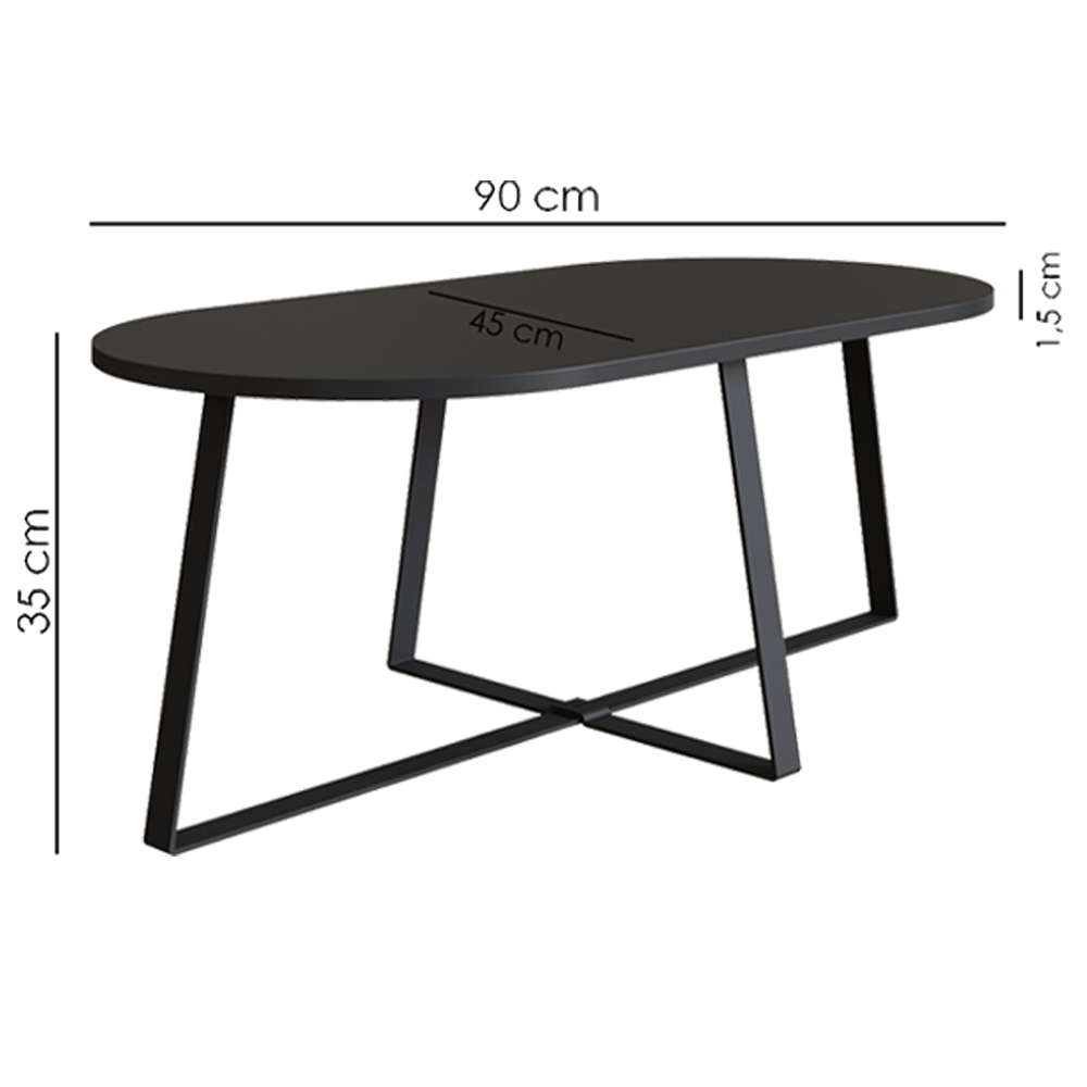Conjunto Mesa De Centro Sala De Estar 27959 Preto Artesano