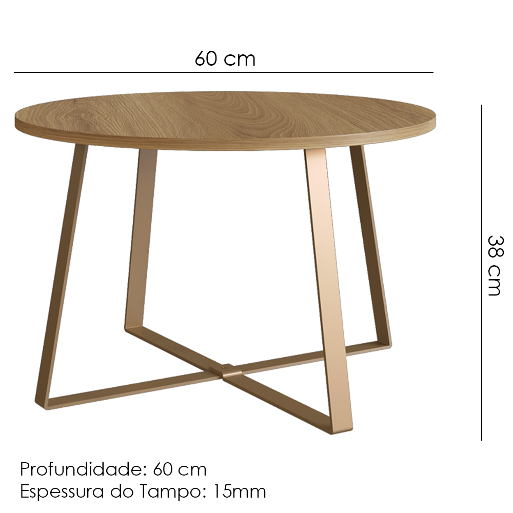 Conjunto Mesa De Centro Sala De Estar 27960 Hanover Dourado Artesano