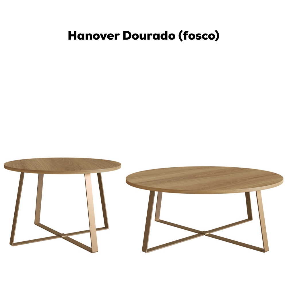 Conjunto Mesa De Centro Sala De Estar 27960 Hanover Dourado Artesano