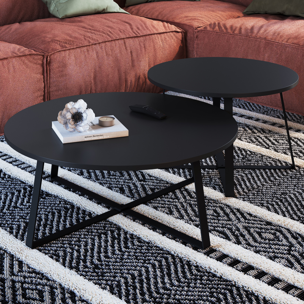 Conjunto Mesa De Centro Sala De Estar 27960 Preto Artesano