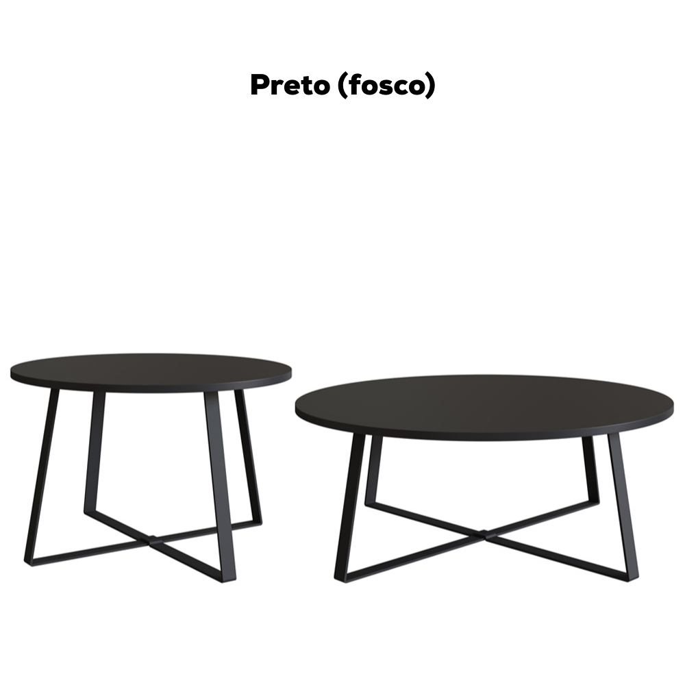 Conjunto Mesa De Centro Sala De Estar 27960 Preto Artesano