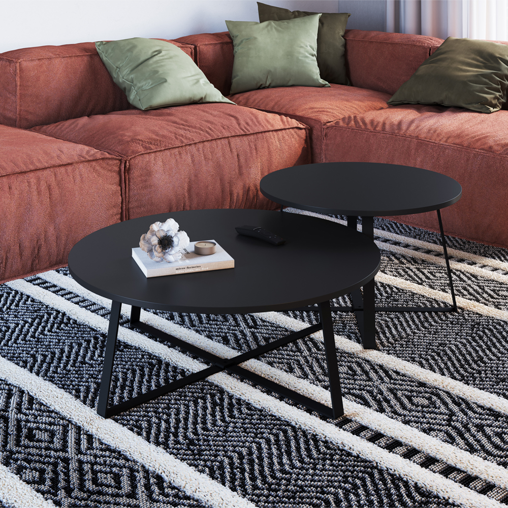 Conjunto Mesa De Centro Sala De Estar 27960 Preto Artesano