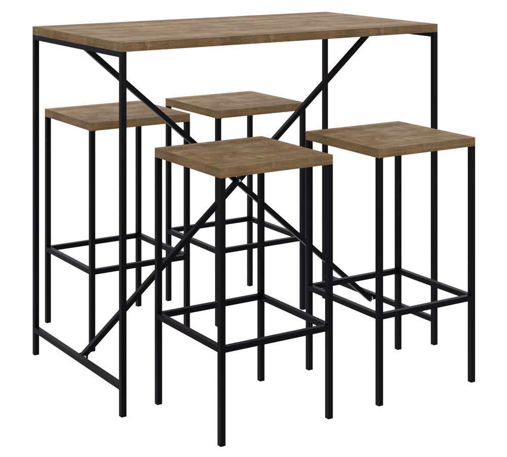 Conjunto Mesa De Jantar 100x60 Com Banquetas Steel Quadra 27848 Vermont Preto Fosco Artesano