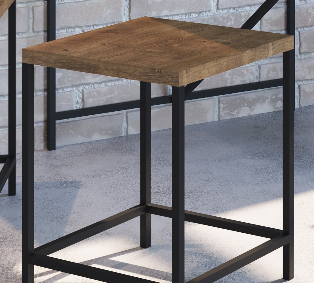 Conjunto Mesa De Jantar 136x69 Com Banquetas Steel Quadra 27847 Vermont Preto Fosco Artesano
