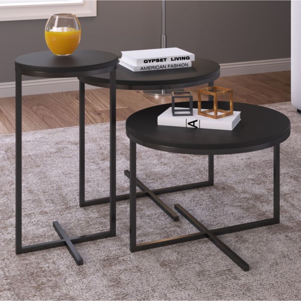Conjunto Mesas de Centro Volpi Preto - Artesano