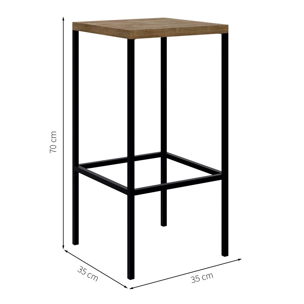 Conjunto com 2 Banquetas Steel Quadra Vermont e Preto