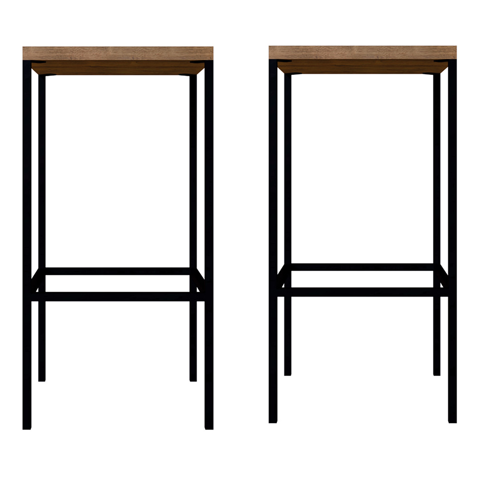 Conjunto com 2 Banquetas Steel Quadra Vermont e Preto
