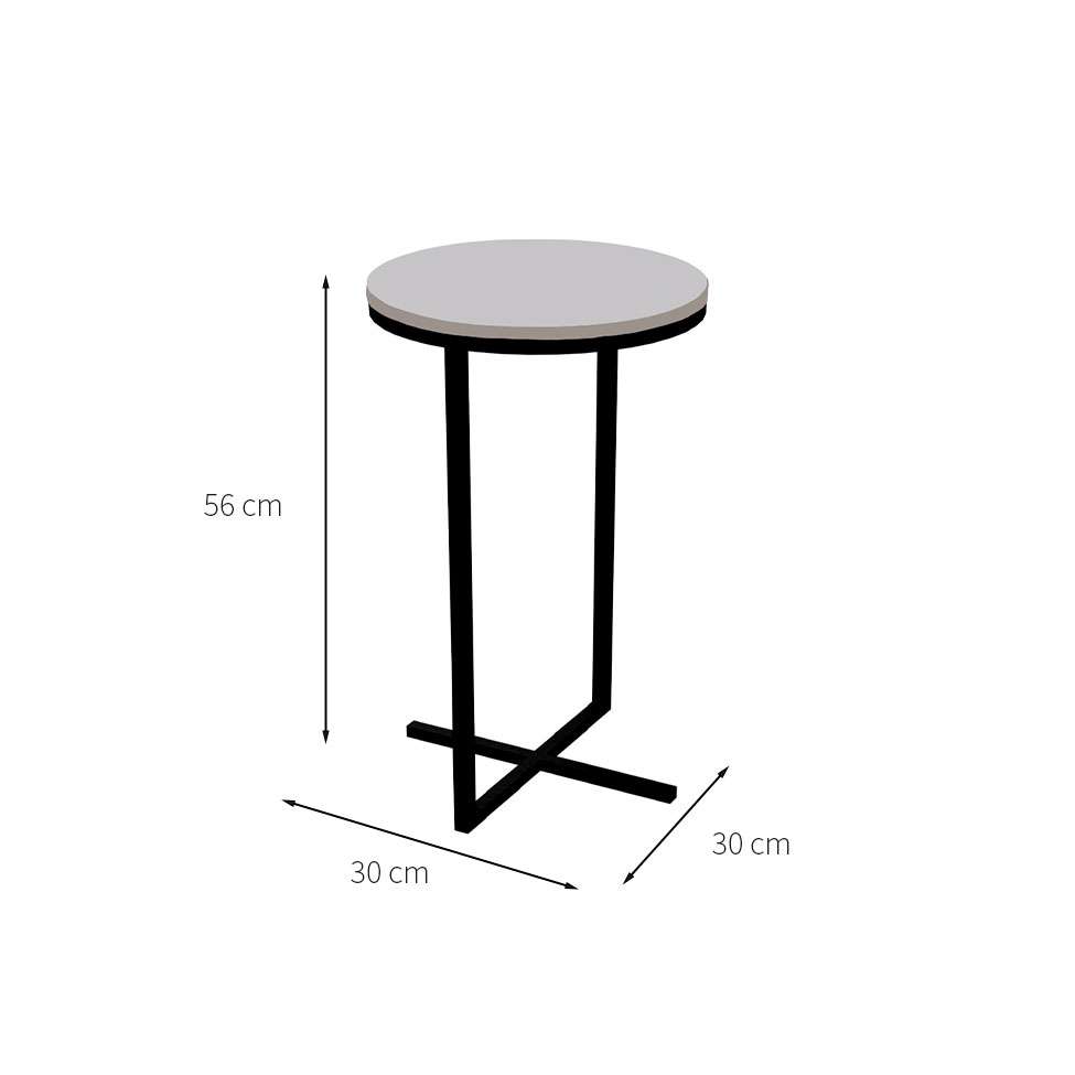 Conjunto com 2 Mesas Laterais Volpi Branco e Preto