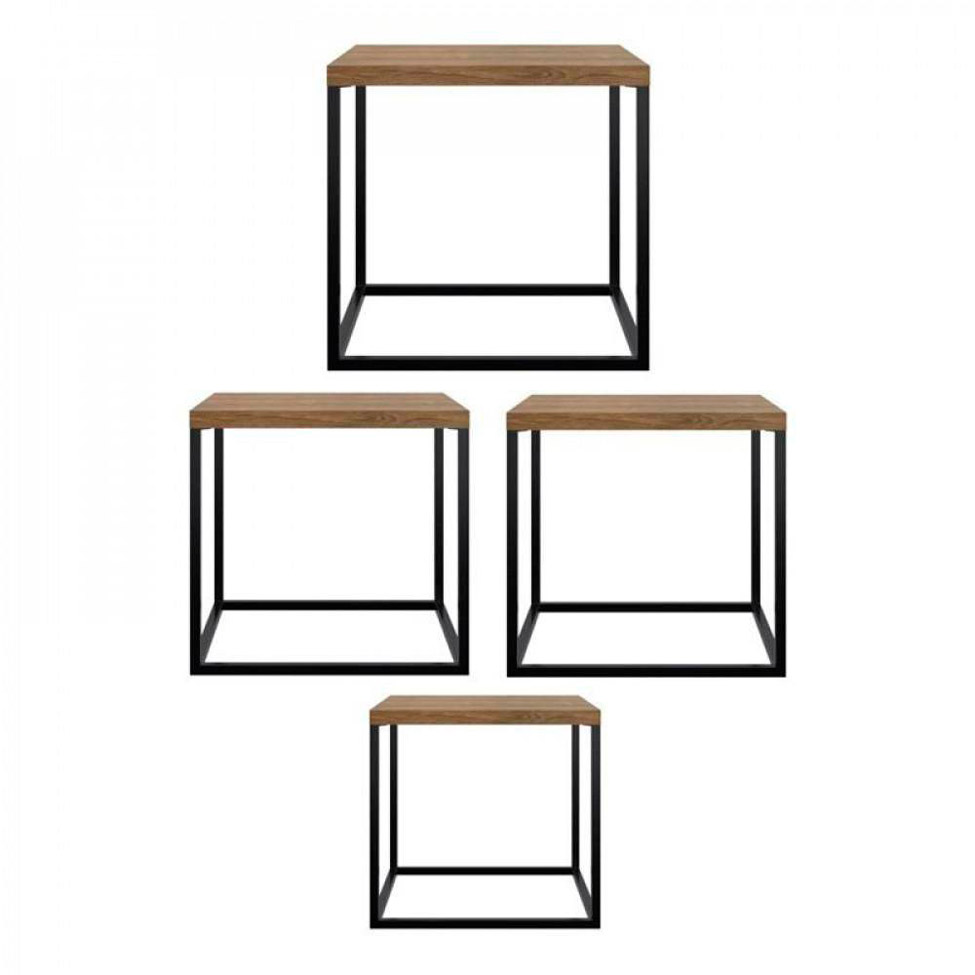 Conjunto com 4 Mesas de Centro Larissa Vermont e Preto