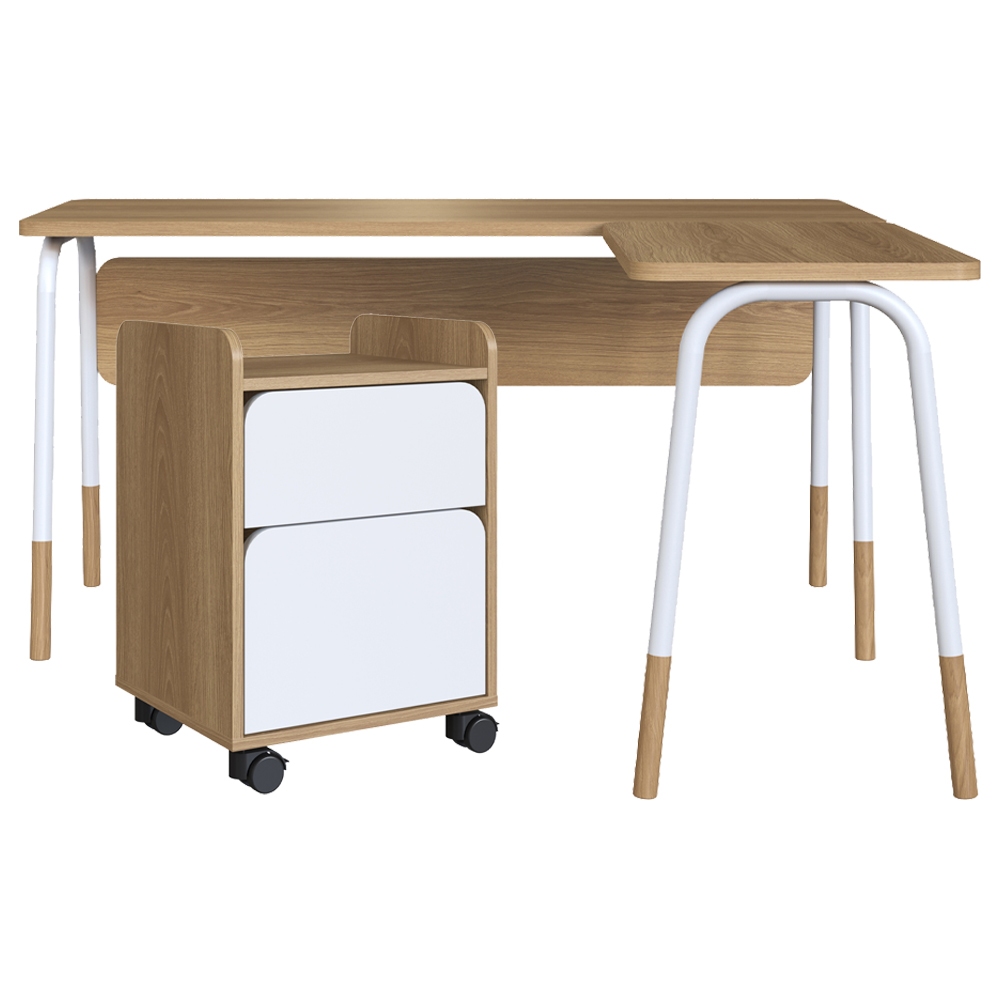 Conjunto de Escritório Mesa L e Gaveteiro 28004X27998 Hanover Branco Artesano