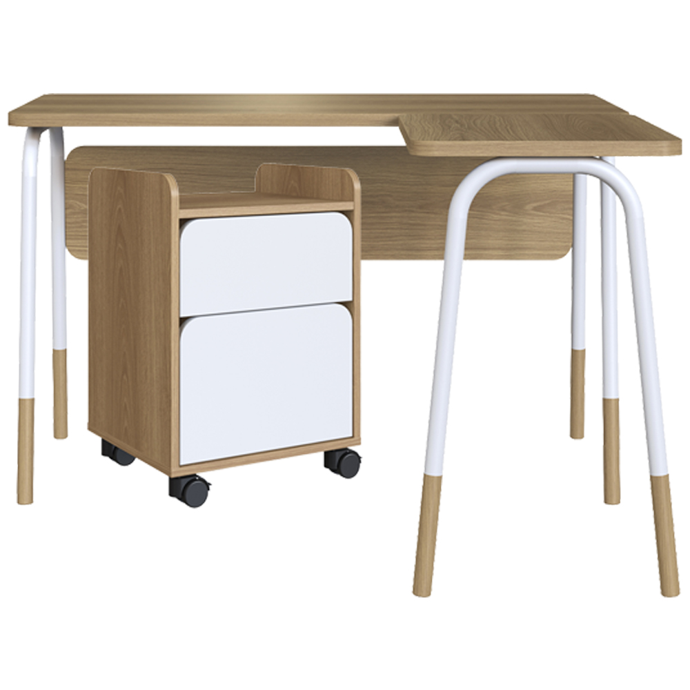 Conjunto de Escritório Mesa em L e Gaveteiro 28002X27998 Branco Hanover Artesano