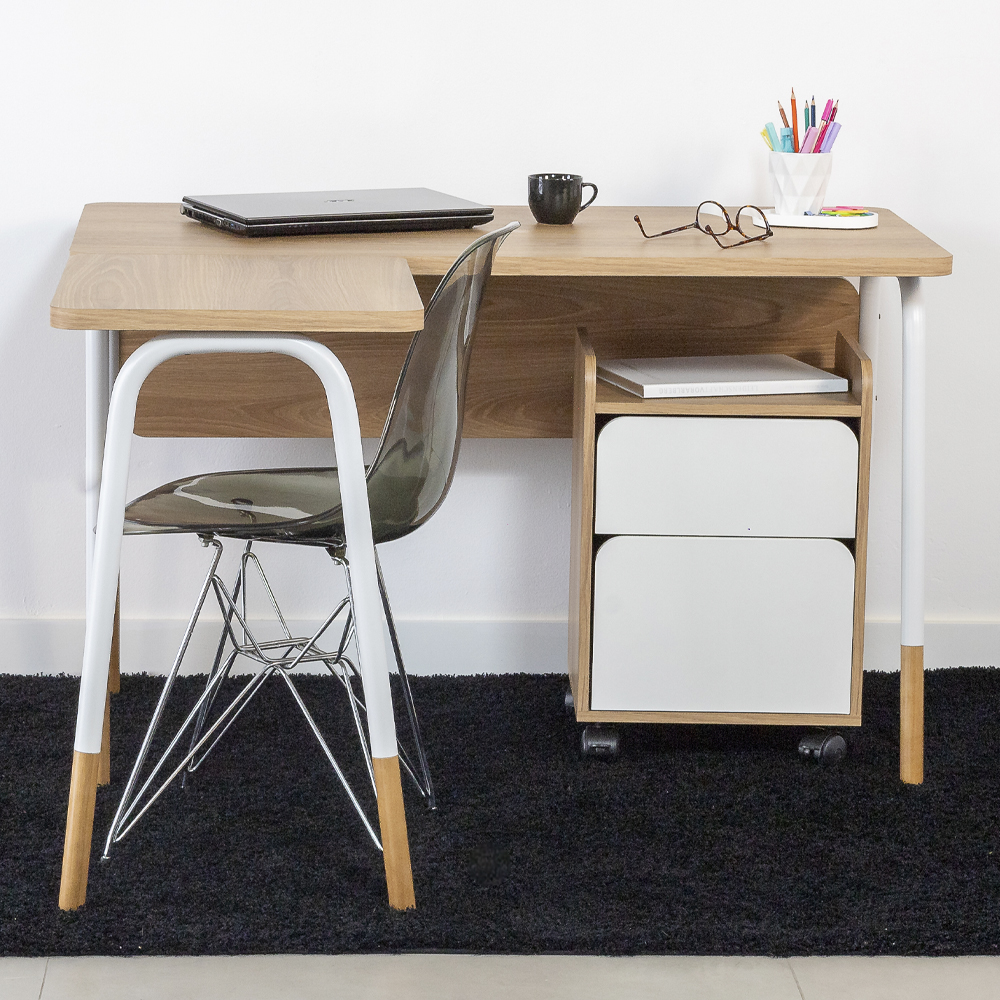 Conjunto de Escritório Mesa em L e Gaveteiro 28002X27998 Branco Hanover Artesano