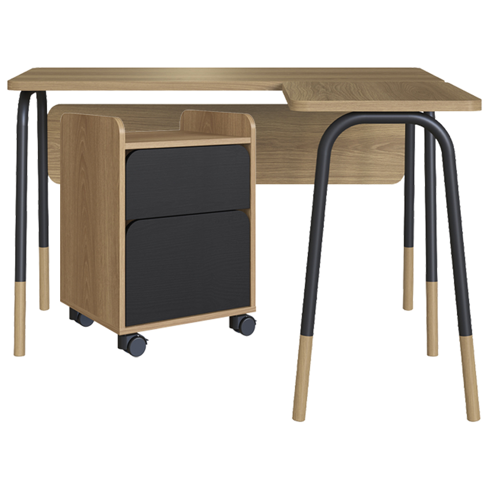 Conjunto de Escritório Mesa em L e Gaveteiro 28002X27998 Preto Hanover Artesano