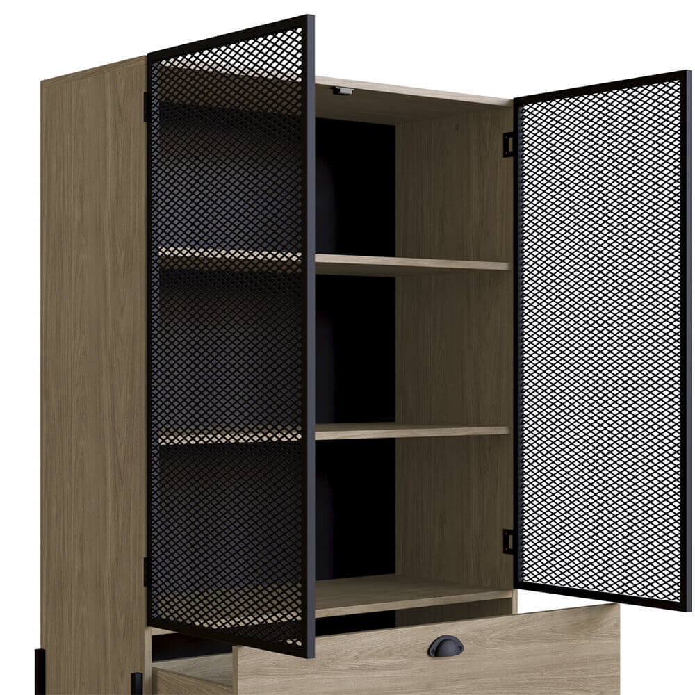 Cristaleira York 140cm Estrutura Preto Fosco - Hanover