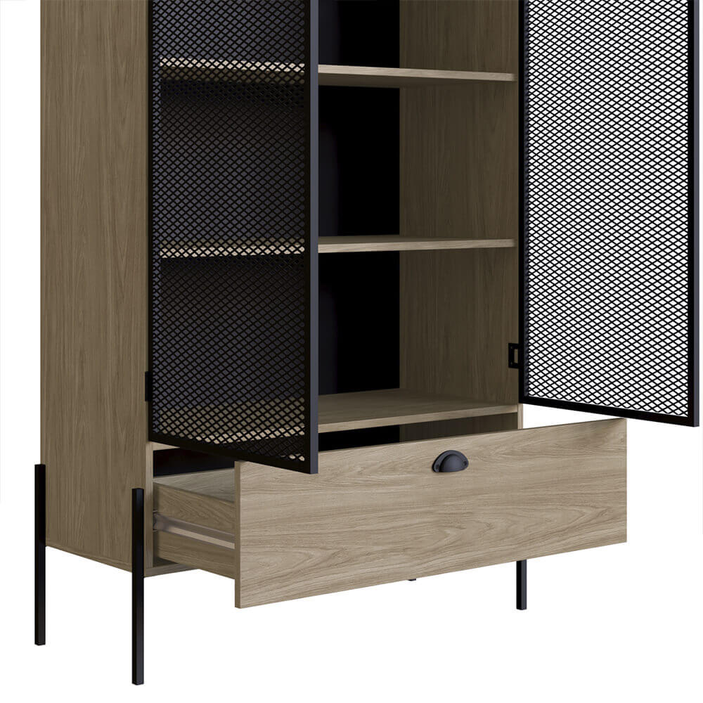 Cristaleira York 140cm Estrutura Preto Fosco - Hanover
