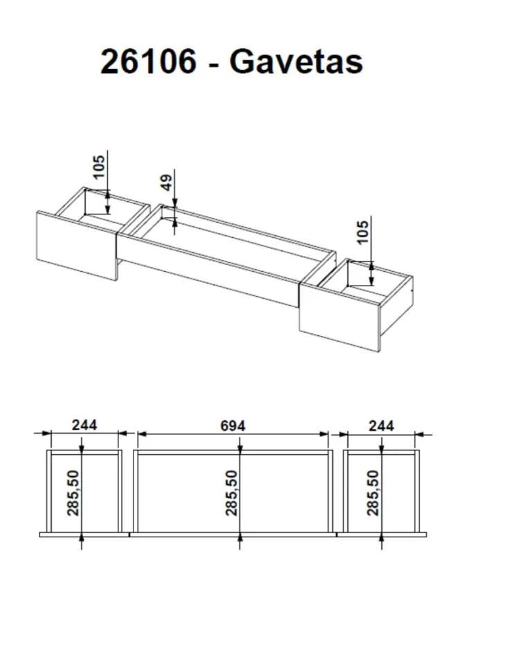Escrivaninha 03 Gavetas Trend Home Office