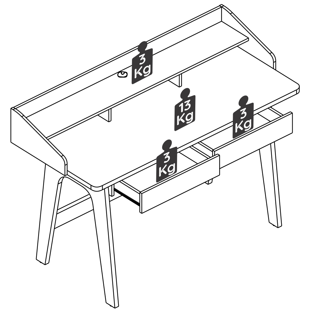 Escrivaninha 2 Gavetas 139 cm 27999 Hanover Branco Artesano
