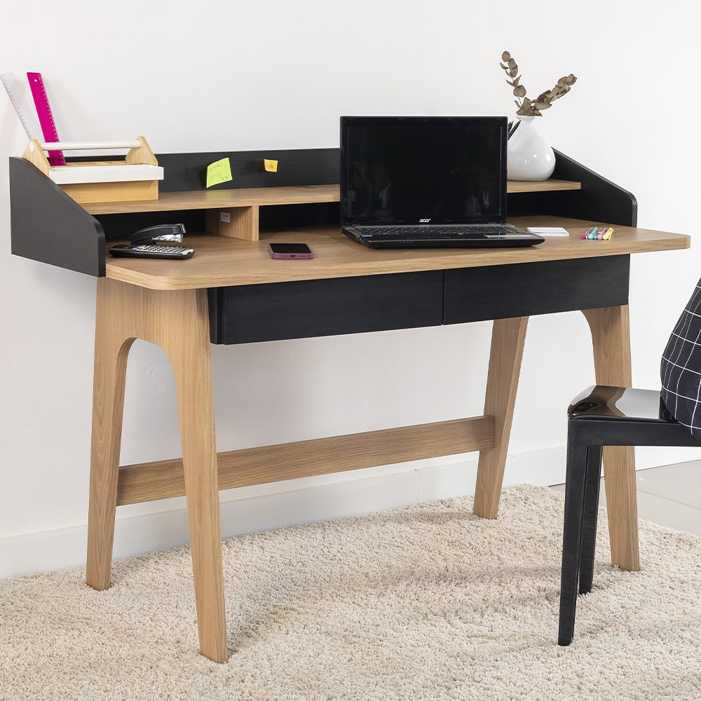 Escrivaninha 2 Gavetas 139 cm 27999 Hanover Nero Artesano