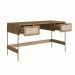 Escrivaninha 2 Gavetas 139Cm Palhinha Pé Metal Oslo