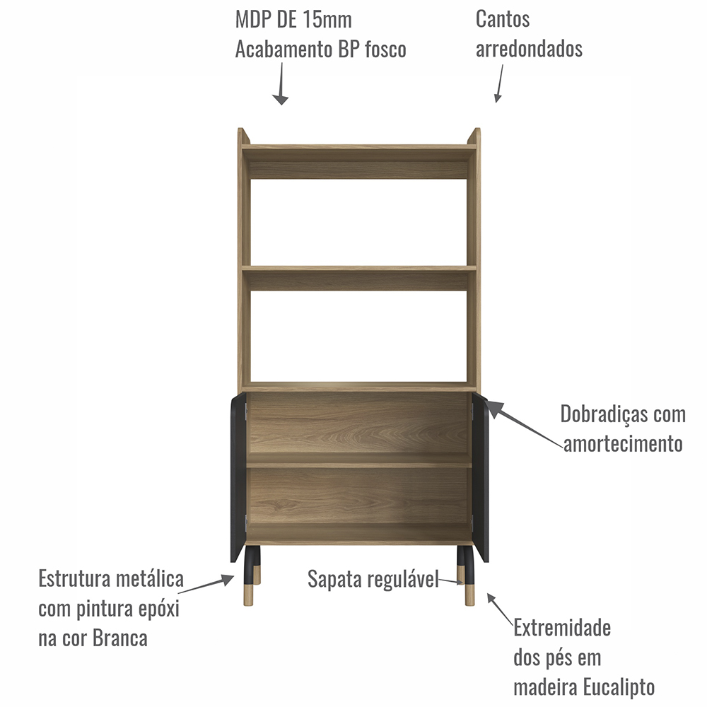 Escrivaninha 2 Gavetas E Armario 27999X27996 Hanover Nero Artesano