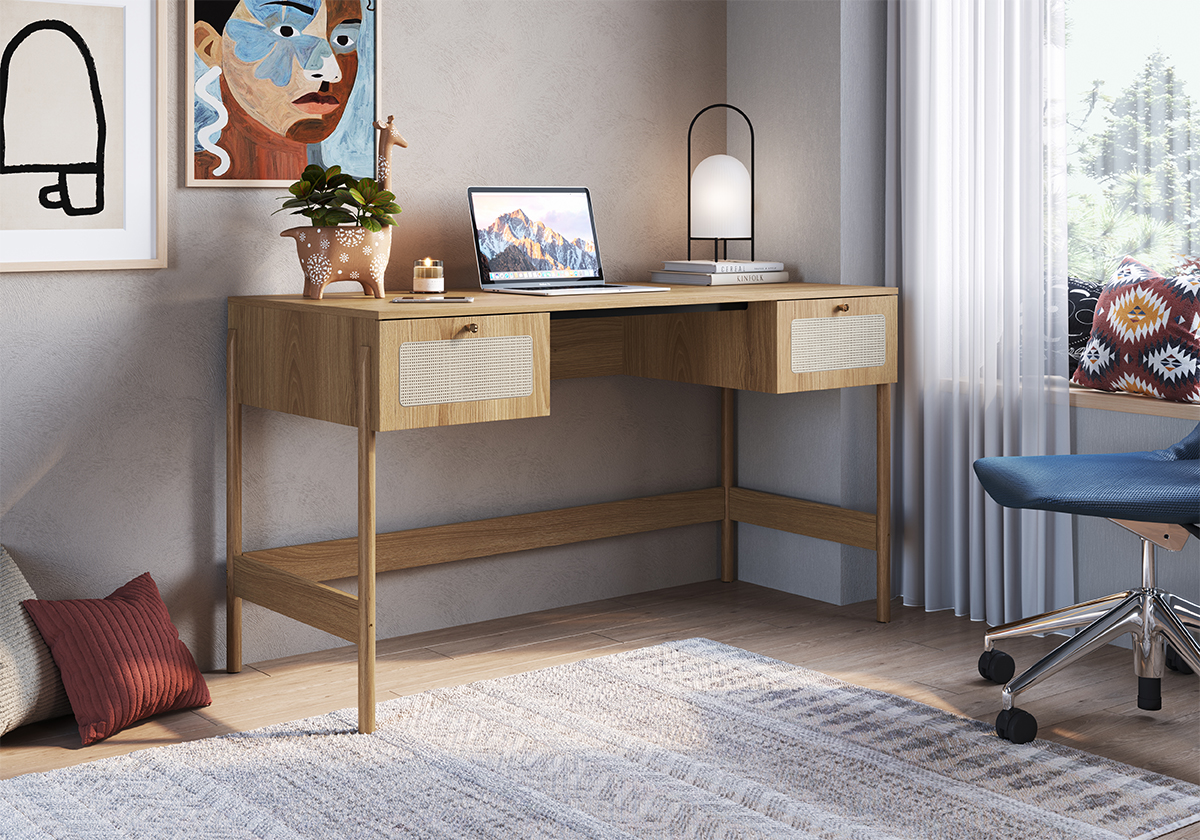 Escrivaninha 2 Gavetas Palhinha 27931 Linha Oslo Hanover Artesano