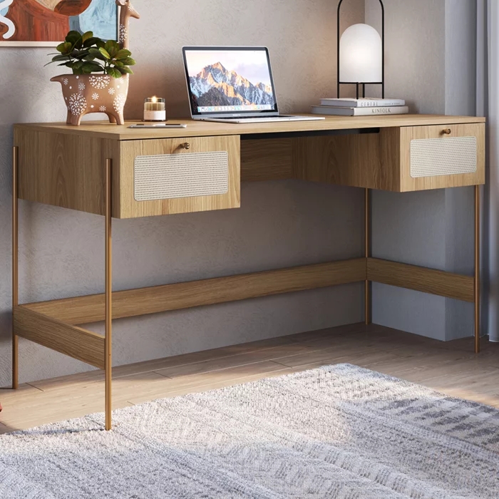 Escrivaninha 2 Gavetas Palhinha 28931 Linha Oslo Hanover Artesano