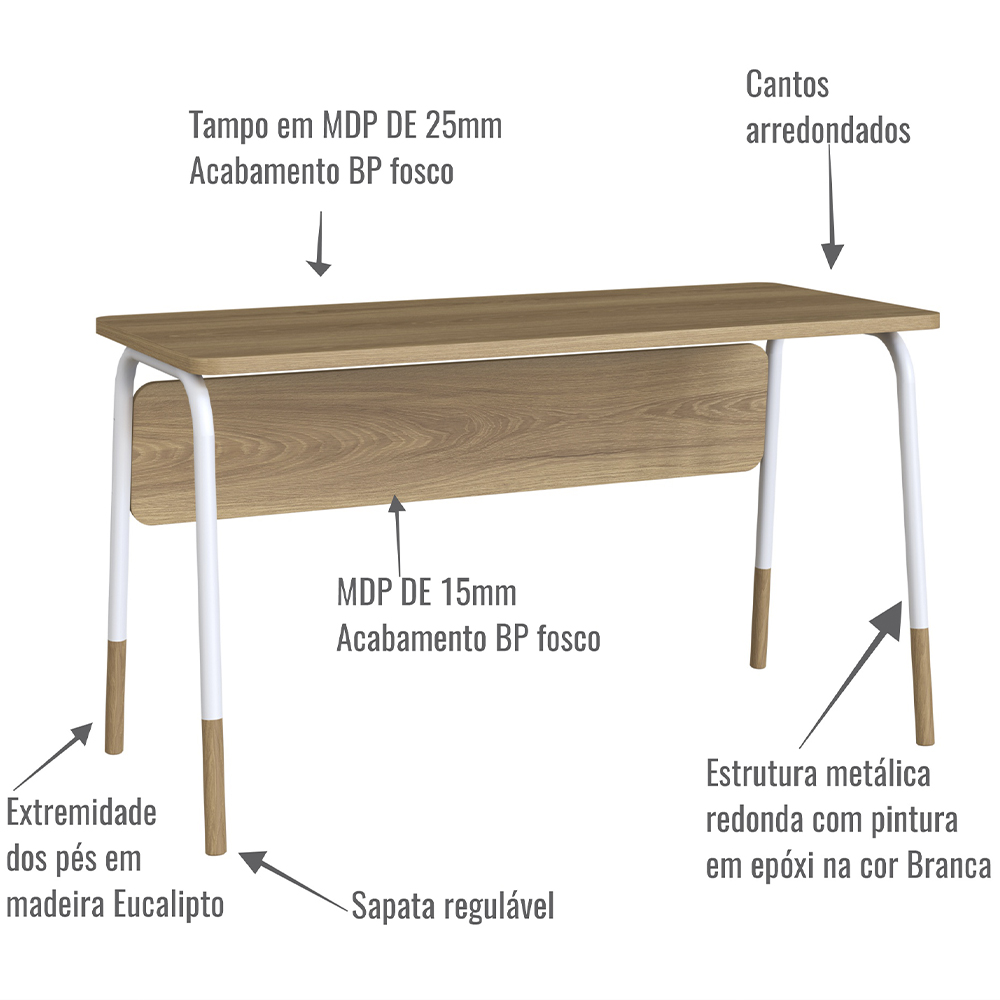 Escrivaninha Com Gaveteiro E Balcao 27988X27995X27998 Branco Hanover Artesano