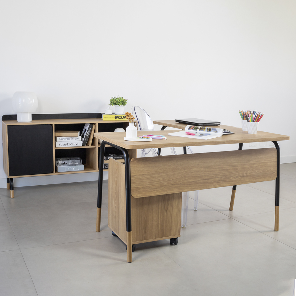 Escrivaninha Com Gaveteiro E Balcao 27988X27995X27998 Nero Hanover Artesano