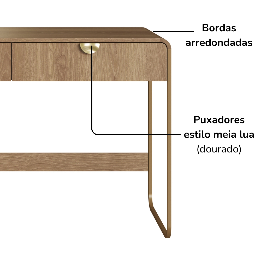 Escrivaninha Organico 2 Gavetas 125 cm 28067 Hanover Dourado Artesano
