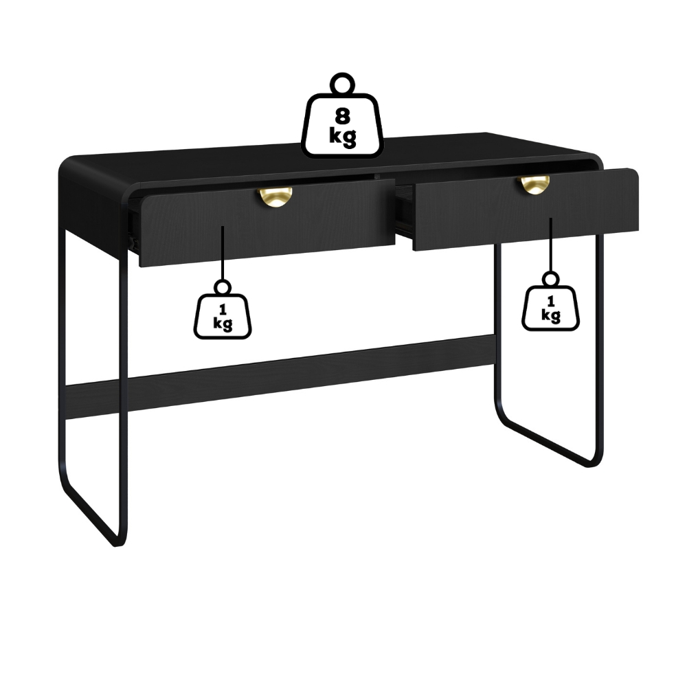 Escrivaninha Organico 2 Gavetas 125 cm 28067 Nero Preto Artesano