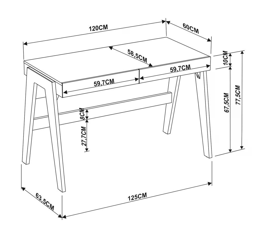 Escrivaninha Para Escritorio 26105 Linha Trend Hanover Off White Artesano