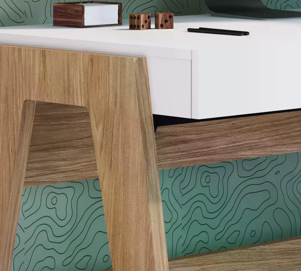 Escrivaninha Para Escritorio 26105 Linha Trend Hanover Off White Artesano