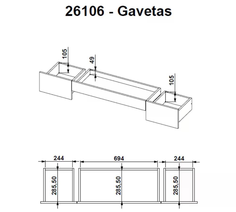 Escrivaninha Para Escritorio 26106 Linha Trend Hanover Off White Artesano