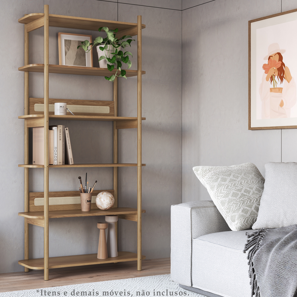 Estante 180 CM 6 Prateleiras Pes Madeira Oslo 27965 Hanover Artesano