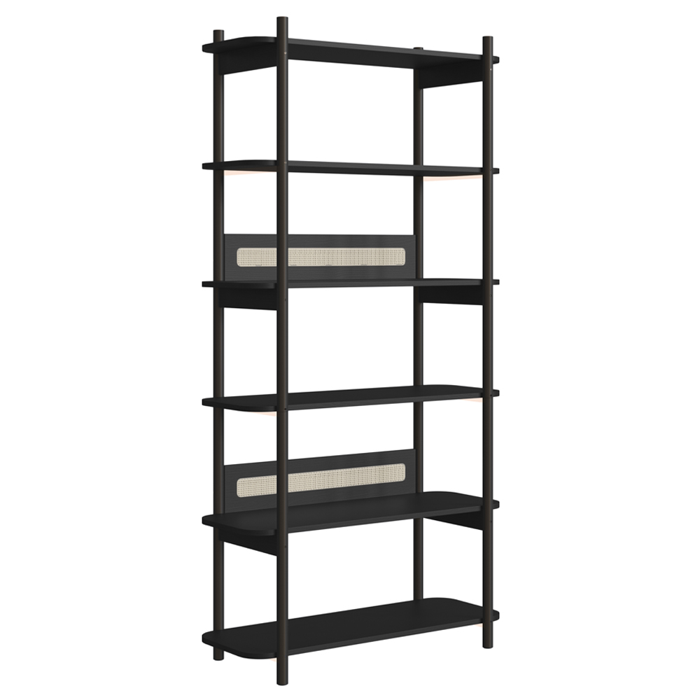 Estante 180 CM 6 Prateleiras Pes Madeira Oslo 27965 Nero Artesano