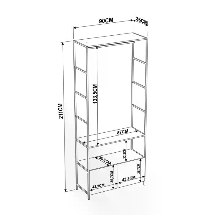Estante Closet Com Cabideiro Steel Quadra 27812 Vermont Preto Fosco Artesano