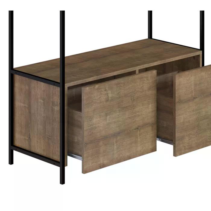 Estante Closet Com Cabideiro Steel Quadra 27812 Vermont Preto Fosco Artesano
