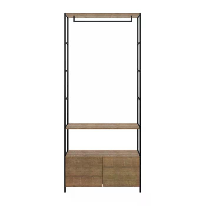 Estante Closet Com Cabideiro Steel Quadra 27812 Vermont Preto Fosco Artesano