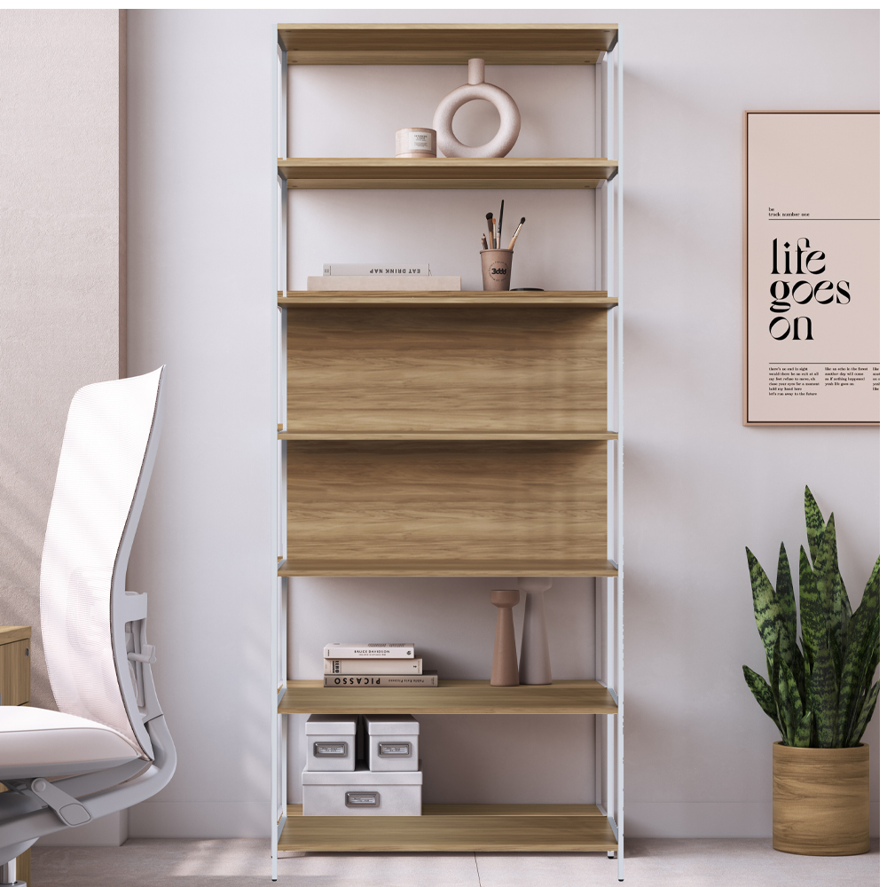 Estante Escritorio Office 211X87 cm 25858 Nogal Sevilha Branco Artesano