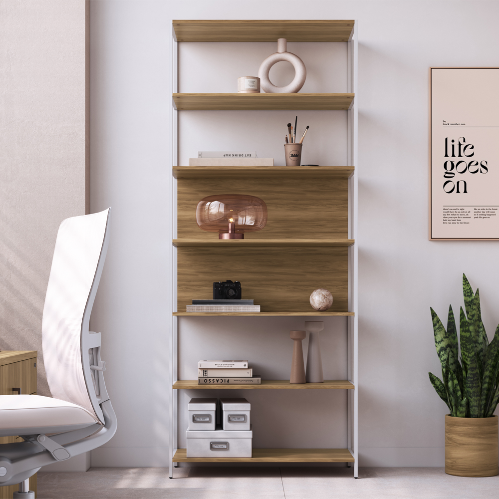 Estante Escritorio Office 211X87 cm 25858 Nogal Sevilha Branco Artesano