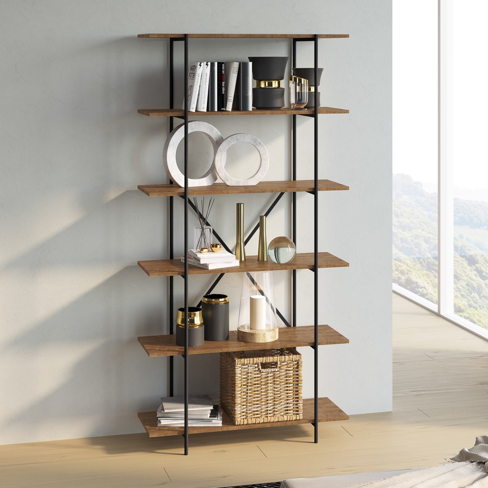 Estante Livreiro Multiuso Com Prateleiras Tube Vermont Base Preta - Artesano