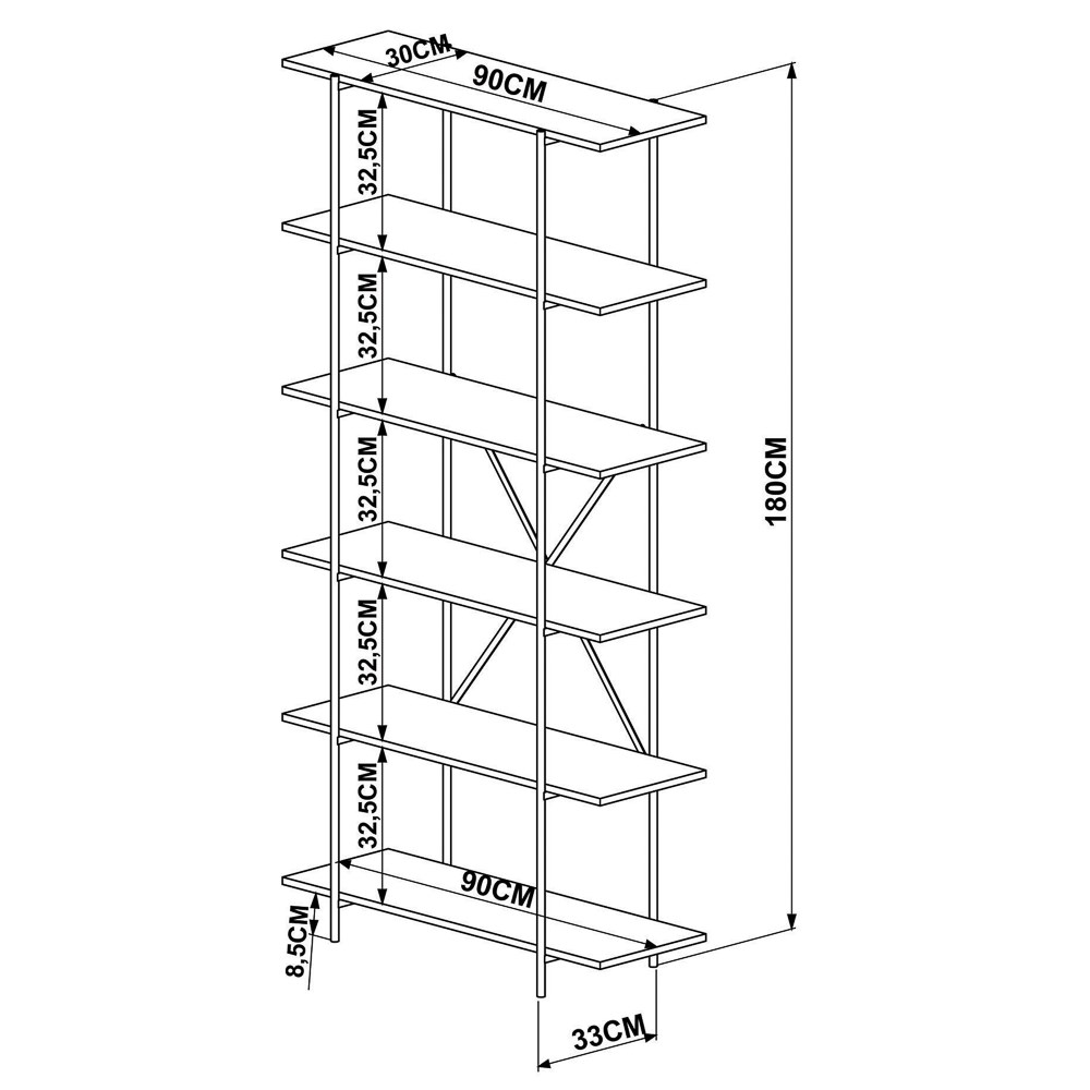 Estante Livreiro Multiuso Com Prateleiras Tube Vermont Base Preta - Artesano