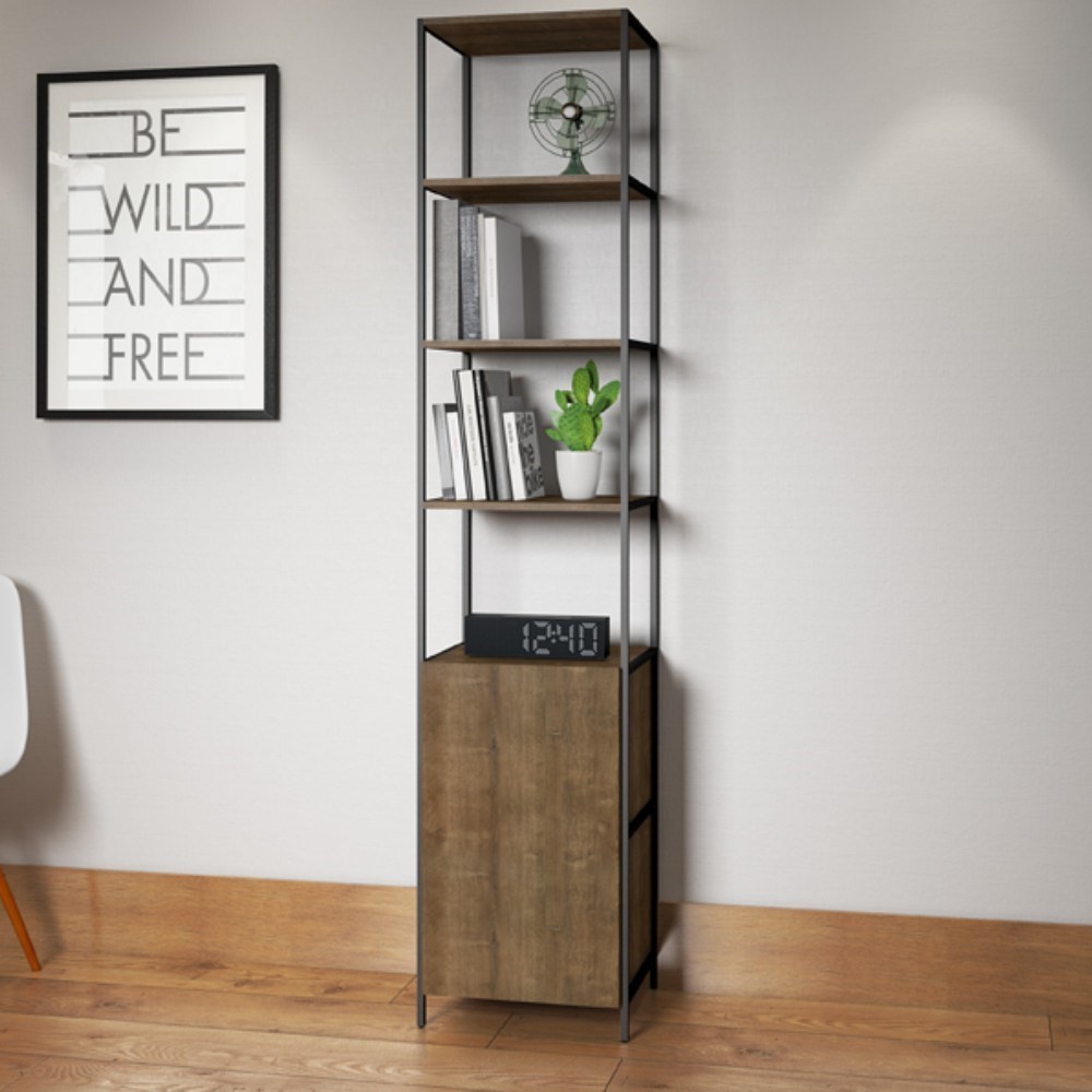 Estante Livreiro Multiuso Steel Quadra 1 Porta Vermont/Preto - Artesano