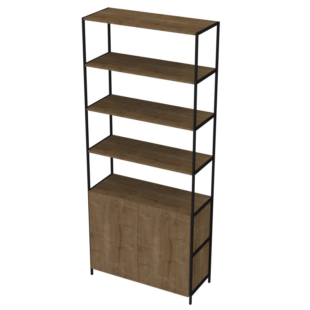 Estante Livreiro Multiuso Steel Quadra 2 Portas Vermont/Preto - Artesano