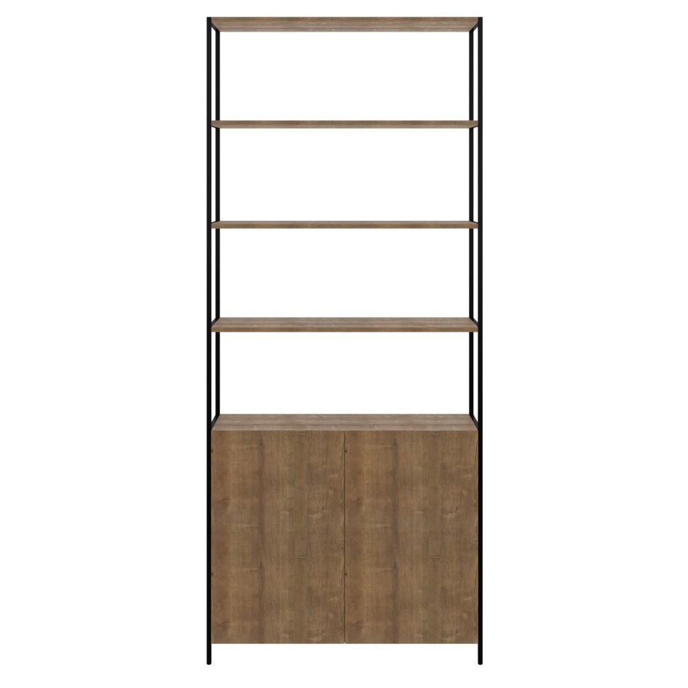 Estante Livreiro Multiuso Steel Quadra 2 Portas Vermont/Preto - Artesano