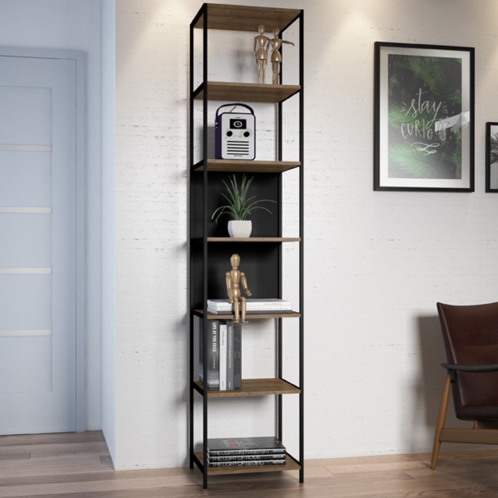 Estante Livreiro Multiuso Steel Quadra 27808 6 Prateleiras Vermont/Preto - Artesano