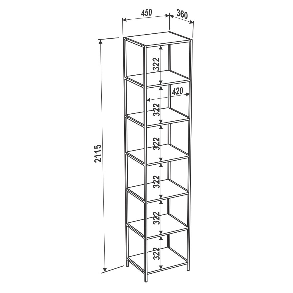 Estante Livreiro Multiuso Steel Quadra 27808 6 Prateleiras Vermont/Preto - Artesano