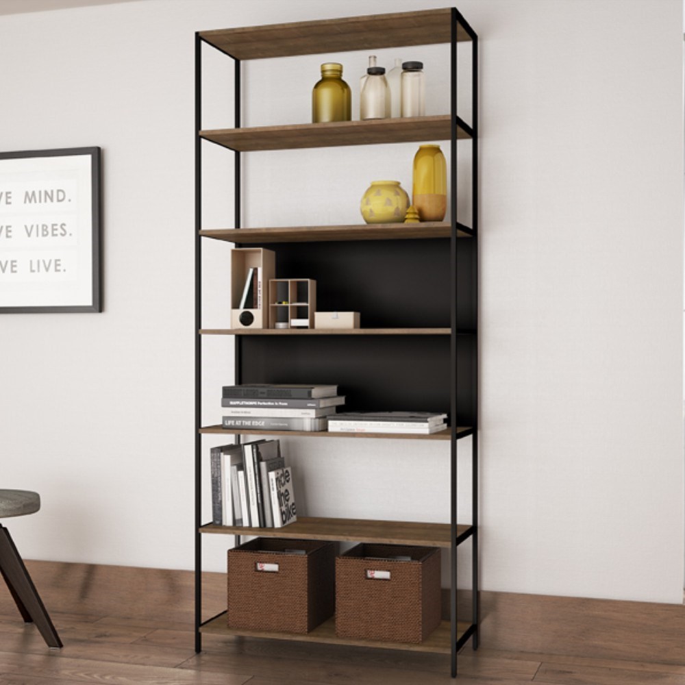 Estante Livreiro Multiuso Steel Quadra 27809 6 Prateleiras Vermont/Preto - Artesano