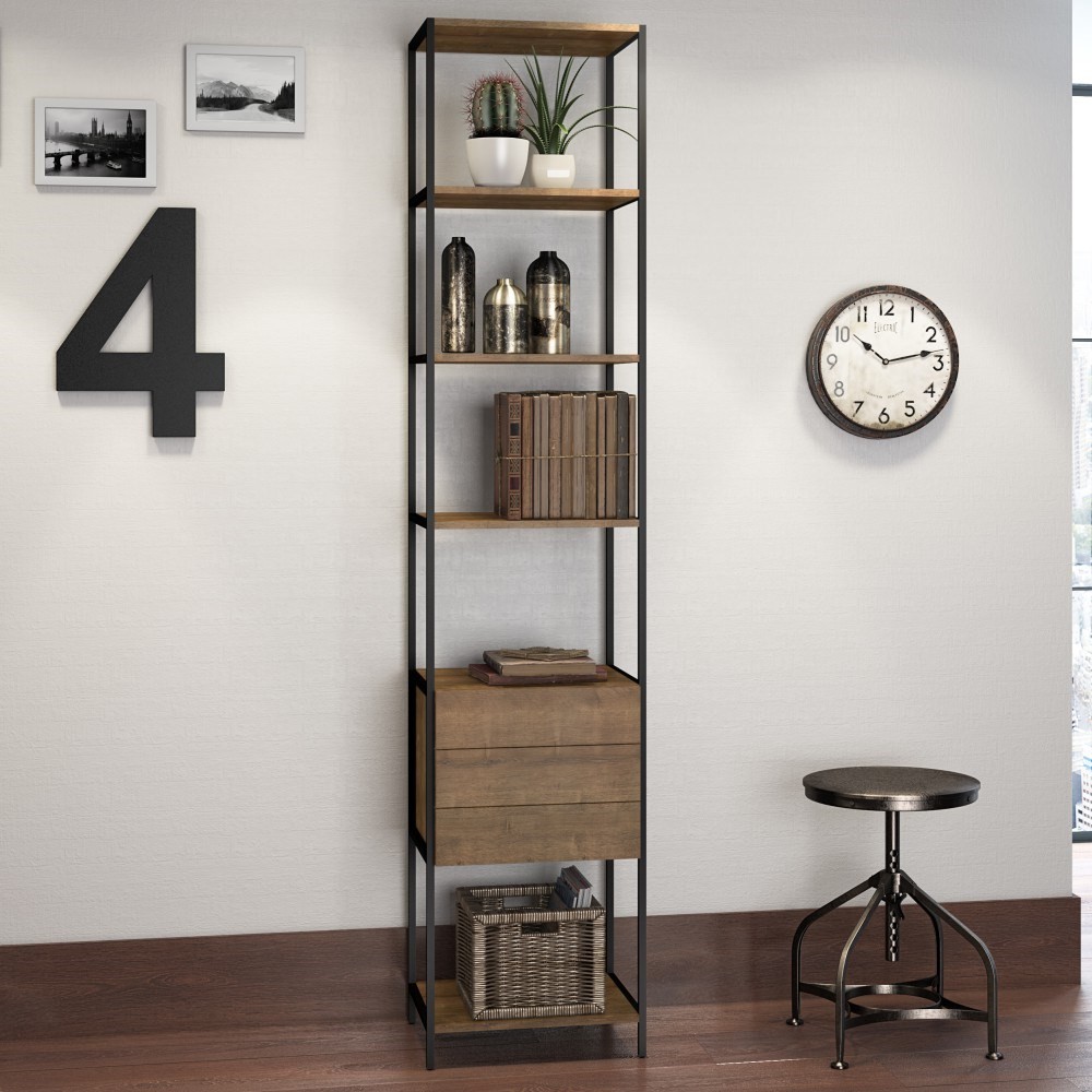 Estante Livreiro Multiuso Steel Quadra 3 Gavetas Vermont/Preto - Artesano