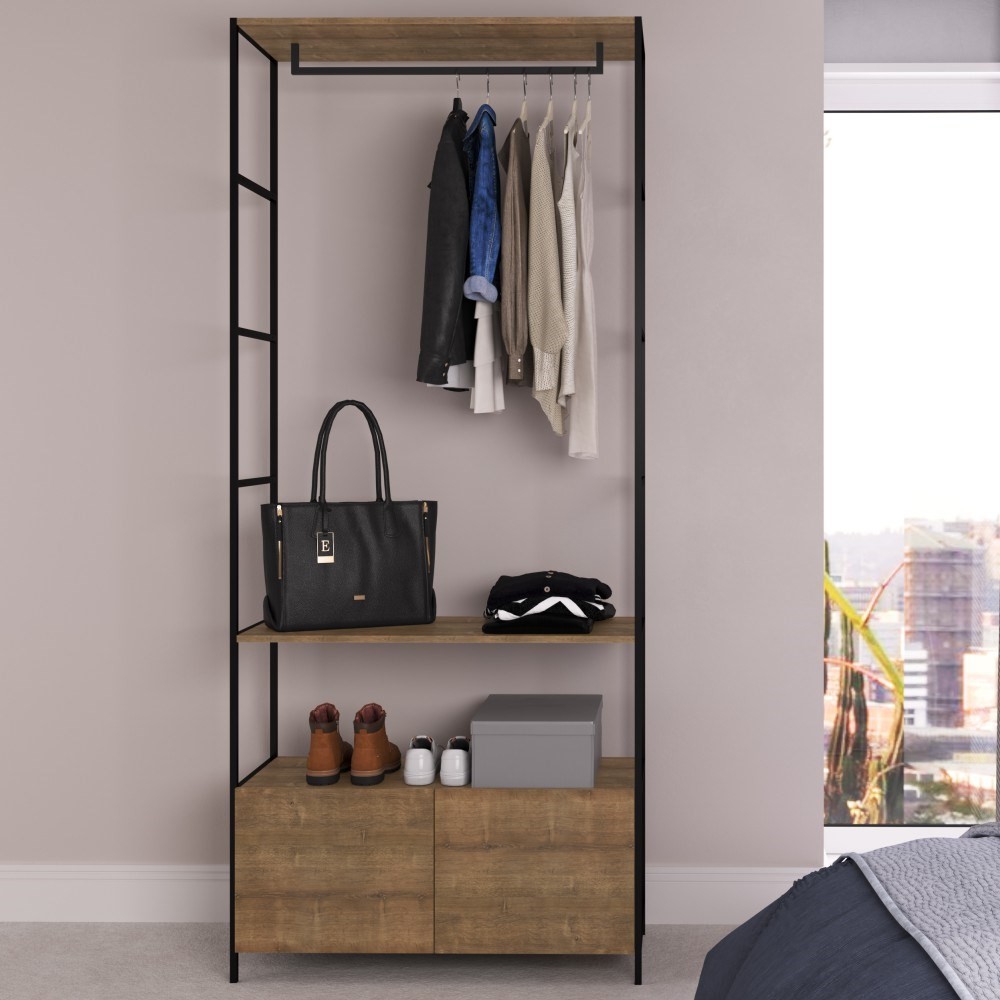 Estante Multiuso Steel Quadra 27812 2 Gavetas Vermont/Preto - Artesano